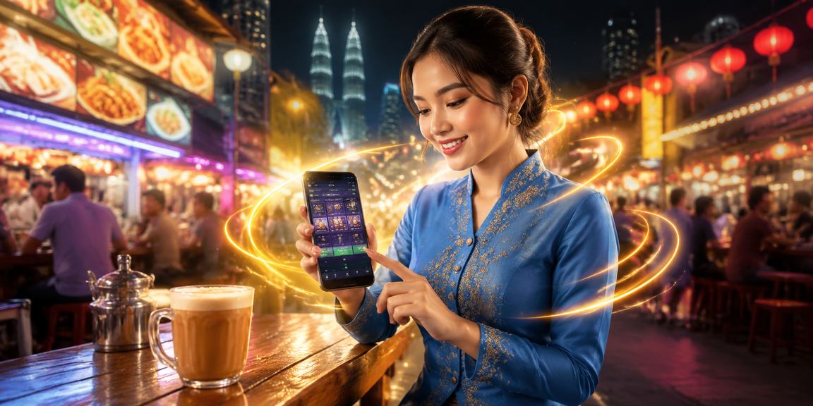 Pengguna di Kuala Lumpur mengakses kasino mudah alih dengan privasi terjaga menggunakan baju kurung